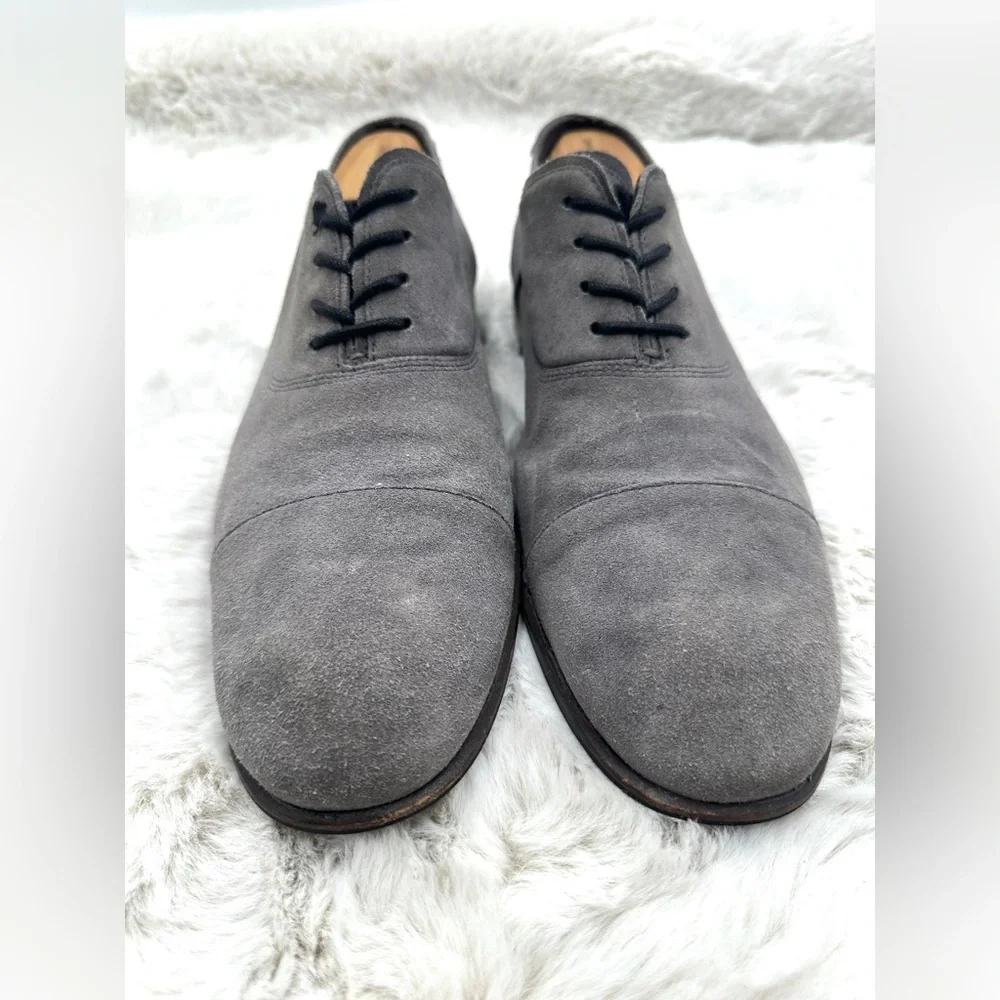 John Varvatos Seagher Cap Toe Oxford shoes in Coal Suede, US 12‎